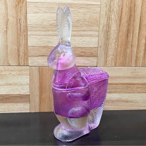 Vintage Zabkowice Glass Magenta Pink Bunny Rabbit Candy Dish - Picture 6 of 16